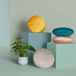 None Round Velvet Cushion - Blush - 45cm -Home Style Sales 12842187 3414943634873873