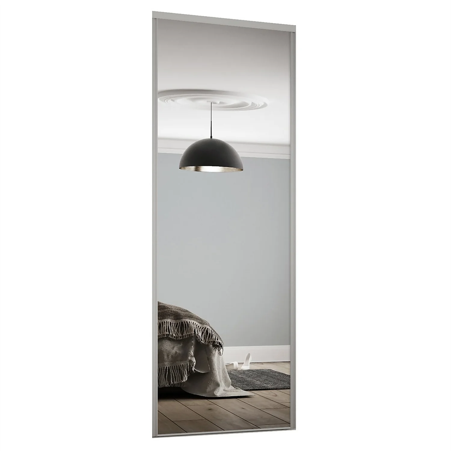 Classic Sliding Wardrobe Door Mirror With Silver Frame (W)914mm 3 Classic Sliding Wardrobe Door Mirror With Silver Frame (W)914mm