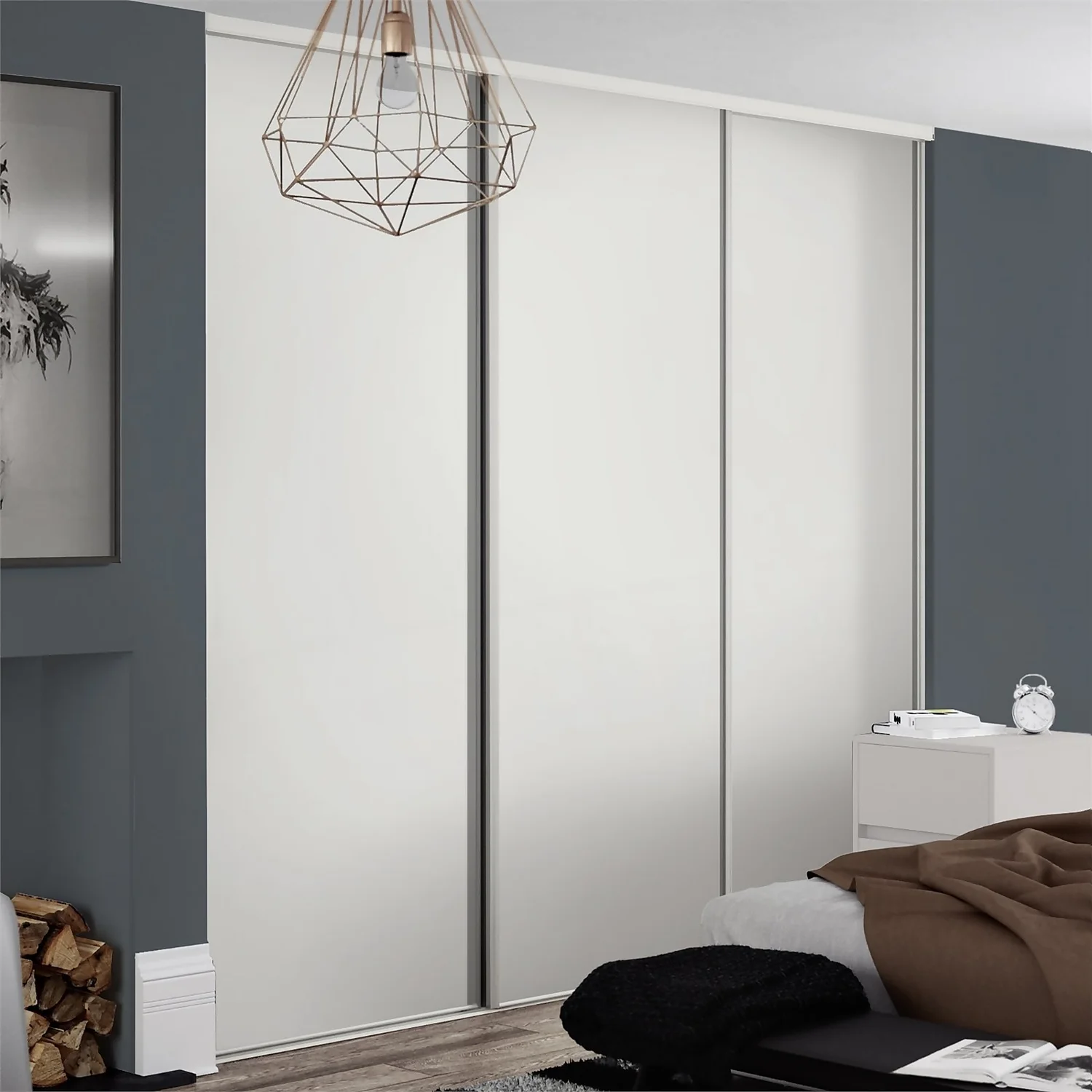 Classic Sliding Wardrobe Door White Panel With White Frame (W)762mm 4 Classic Sliding Wardrobe Door White Panel With White Frame (W)762mm - Image 2