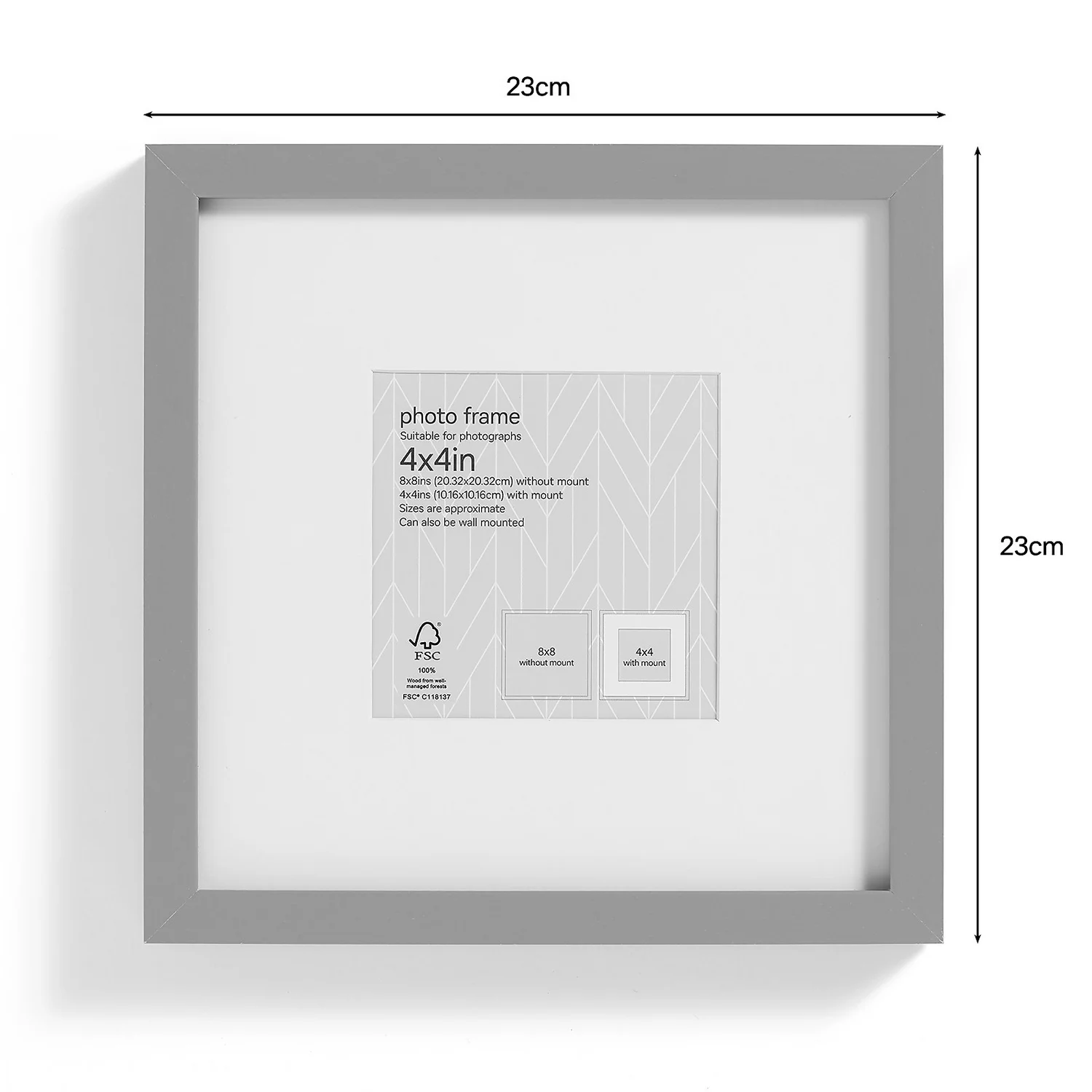 Box Photo Frame - 4x4" - Grey 4 Box Photo Frame - 4x4" - Grey - Image 2