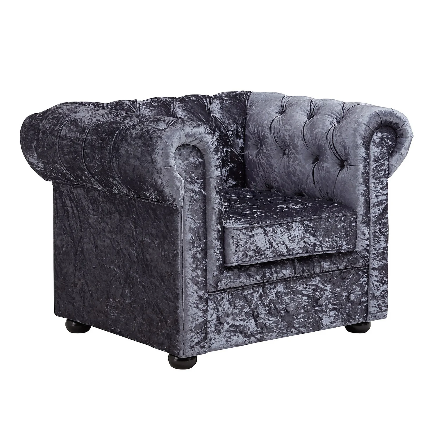 Chesterfield Crushed Velvet Armchair - Petrol Blue 3 Chesterfield Crushed Velvet Armchair - Petrol Blue