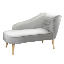 Lara Luxury Velvet Chaise Longue - Silver