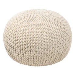 Charles Chunky Knit Pouffe - Cream