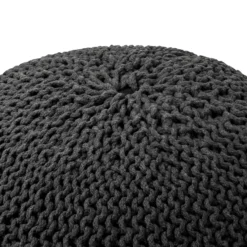 Charles Chunky Knit Pouffe - Grey -Home Style Sales 12882881 2054898261799066
