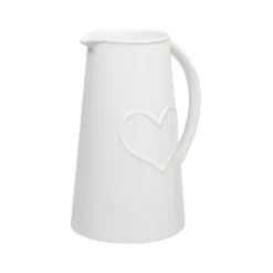 Ceramic Jug With Embossed Heart - White -Home Style Sales 12886083 2054843705790511