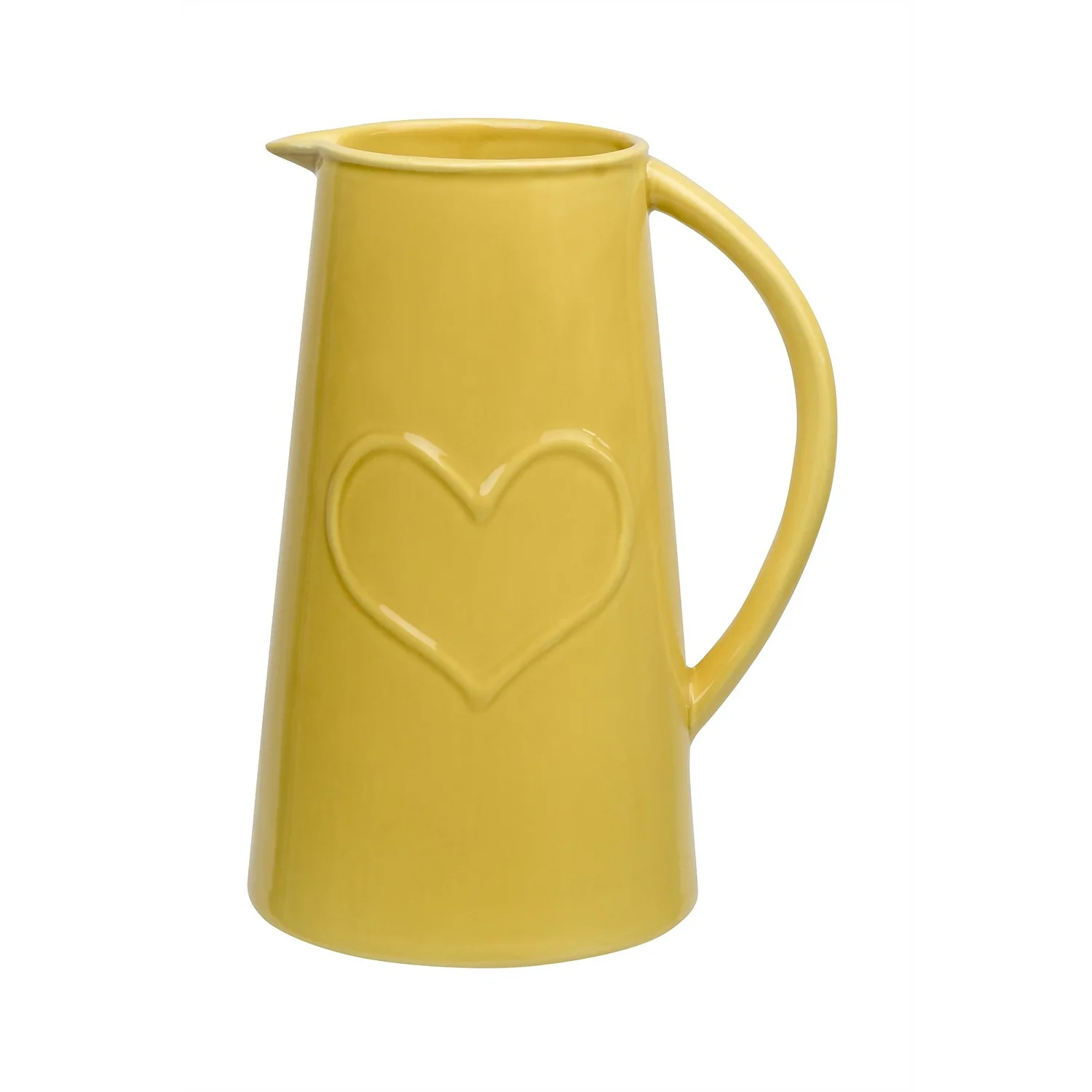 Ceramic Jug With Embossed Heart - Ochre 3 Ceramic Jug With Embossed Heart - Ochre