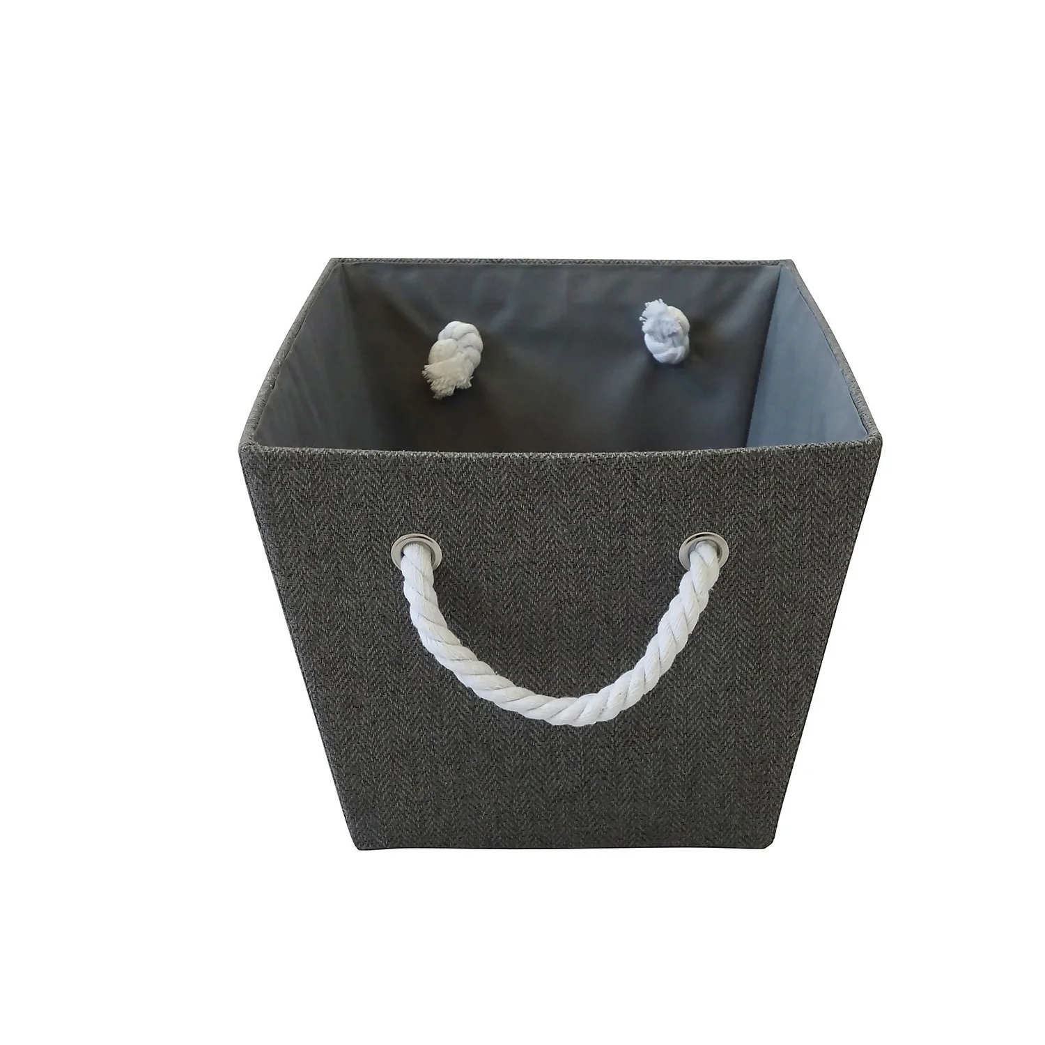 Grey Herringbone Medium Storage Basket 4 Grey Herringbone Medium Storage Basket - Image 2
