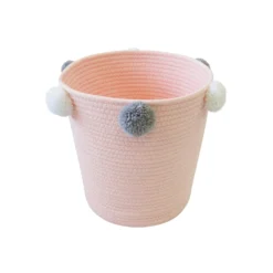 Round Cotton Rope Blush Pom Pom Basket -Home Style Sales 12886596 1264857031486509