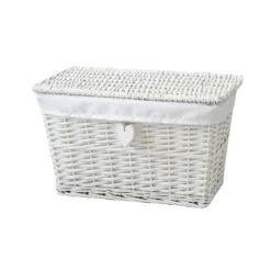 White Willow Lined Medium Storage Basket