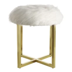 Mary Furry Stool - White -Home Style Sales 12887591 1934885834123224