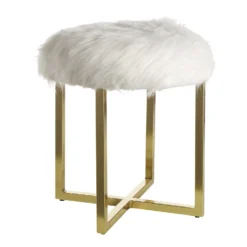 Mary Furry Stool - White