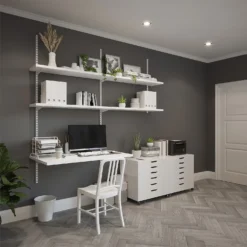 Anti-bacterial Twin Slot Shelving Kit - 1600mm White Twinslot And 216mm Brackets - White -Home Style Sales 12888870 8454843291968594