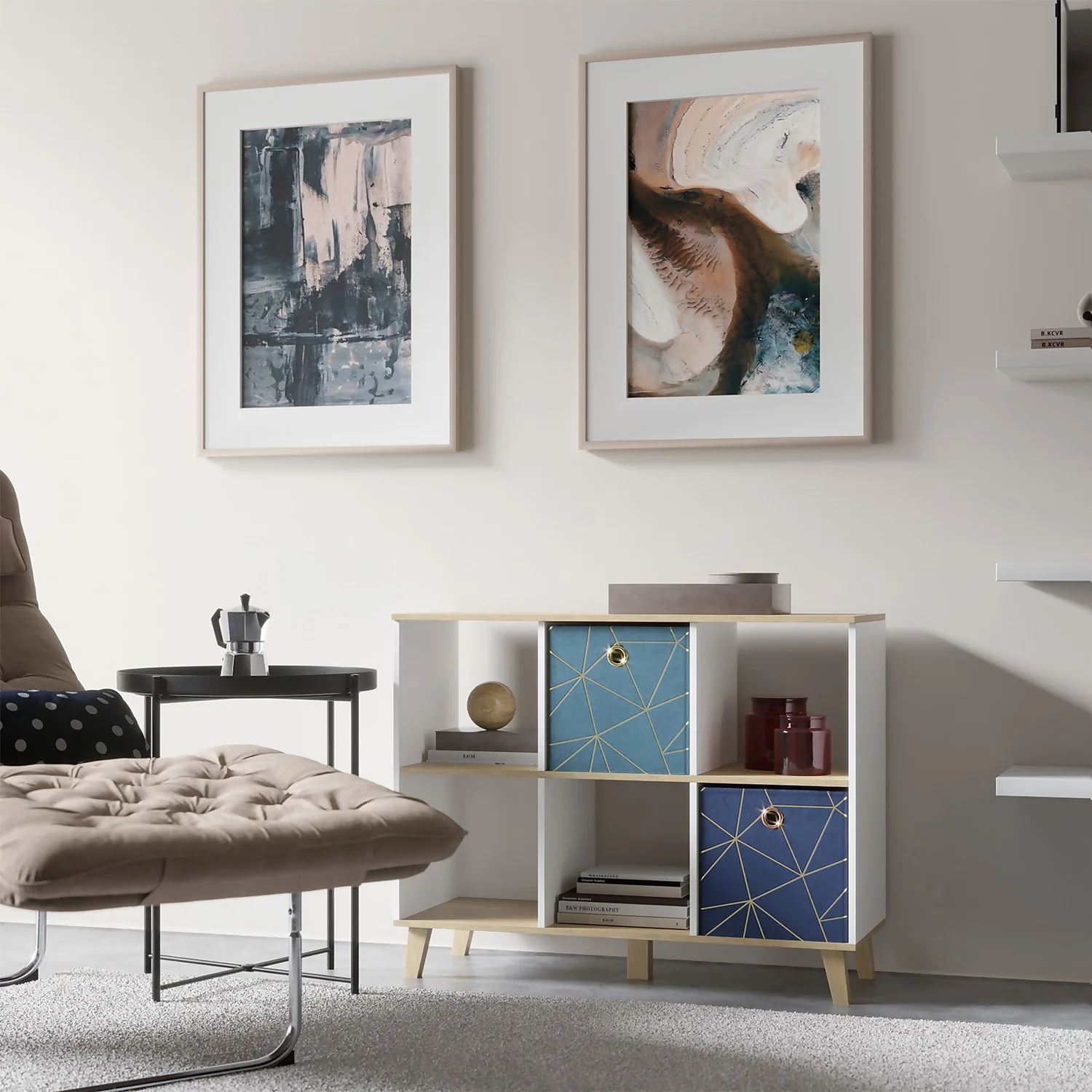 Clever Cube Velvet Geometric Insert - Navy & Gold 4 Clever Cube Velvet Geometric Insert - Navy & Gold - Image 2