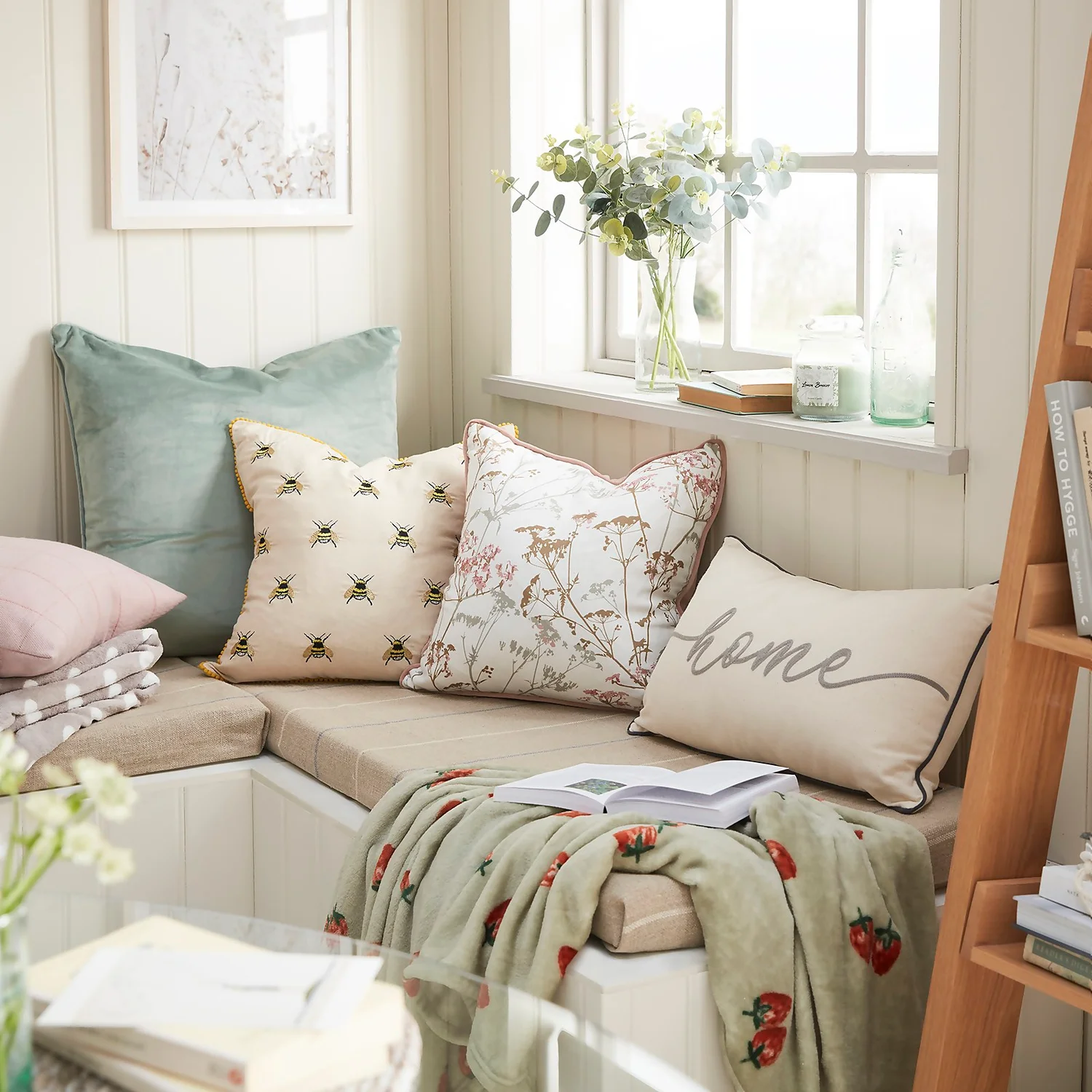 Gypsophila Print Cushion - 43x43cm - Olive 4 Gypsophila Print Cushion - 43x43cm - Olive - Image 2