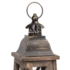 Small Wooden Lantern - Walnut -Home Style Sales 13036256 2874894568011599