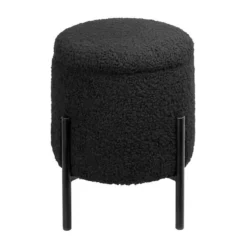 Tori Boucle Footstool - Black -Home Style Sales 13130401 1634919264449026