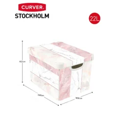 Curver Stockholm Mixed Marble Deco Storage Box - Pink & White 22L -Home Style Sales 13148481 2094896660314901