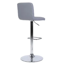 Chet Height Adjustable Faux Leather Bar Stool - Grey -Home Style Sales 13223770 2014927306587285