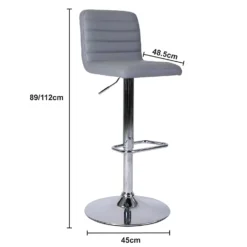 Chet Height Adjustable Faux Leather Bar Stool - Grey -Home Style Sales 13223770 2014927306672266