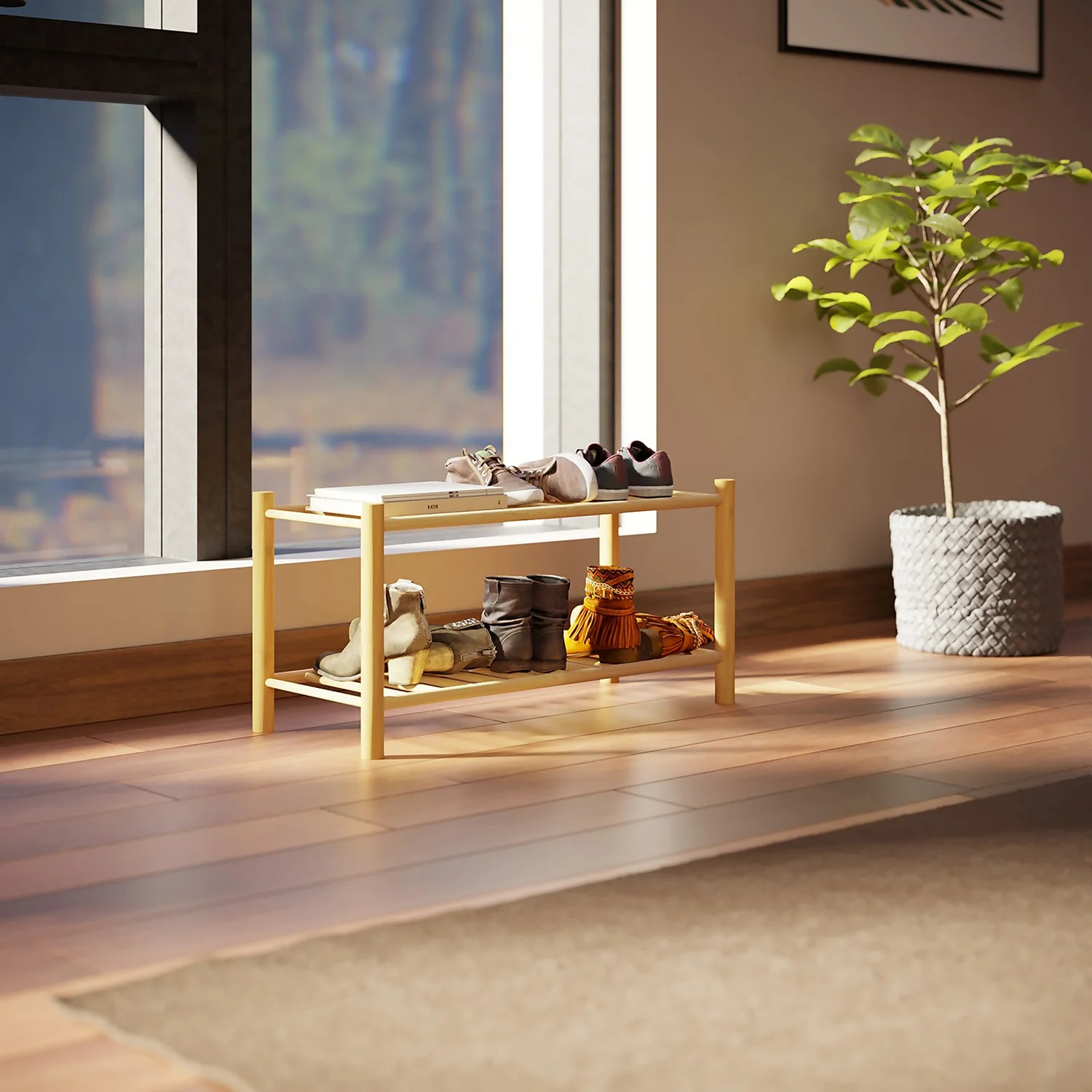 Living Elements 2 Tier Bamboo Shoe Rack 4 Living Elements 2 Tier Bamboo Shoe Rack - Image 2