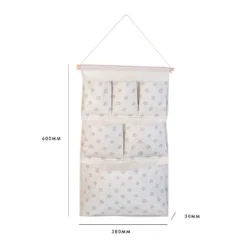 None Flexi Storage Kids 6 Pocket Hanging Organiser - White & Grey Polka Dot -Home Style Sales 13277671 4594946440351293