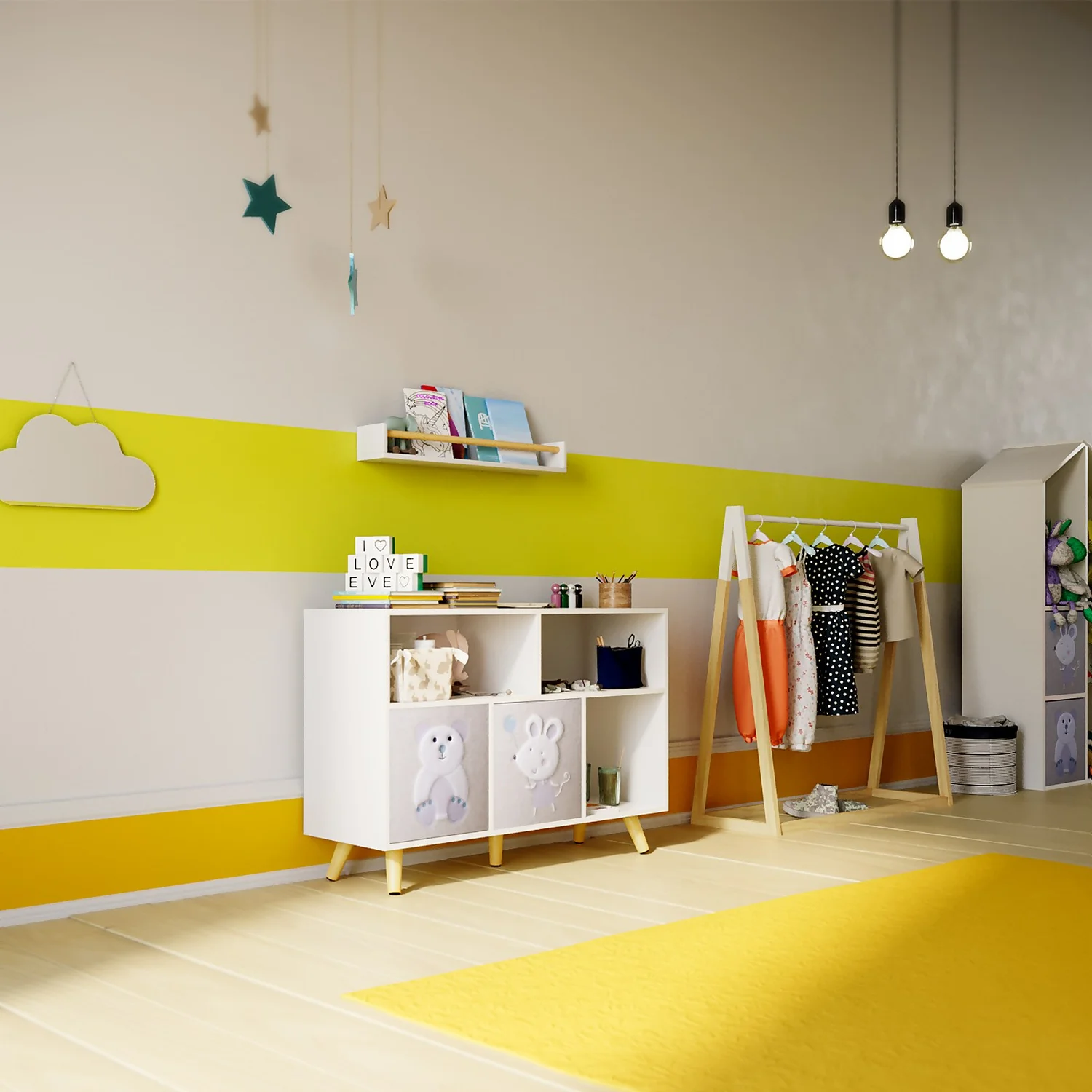 Kids Storage Rail Bookshelf - White & Natural 5 Kids Storage Rail Bookshelf - White & Natural - Image 3