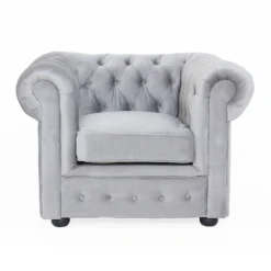 Chesterfield Velvet Armchair - Silver 7 Chesterfield Velvet Armchair - Silver -Home Style Sales 13302342 1074961771142951