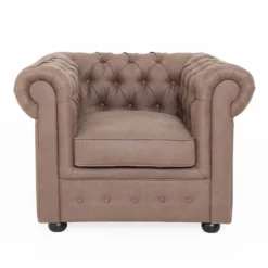 Chesterfield Faux Leather Armchair - Tan -Home Style Sales 13514410 4174961771175333