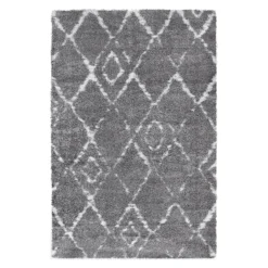 Deluxe Berber Shaggy Rug - Light Grey & White - 120x160cm
