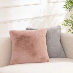 Faux Fur Rabbit Cushion - 45x45cm - Blush -Home Style Sales 13552794 7354964335746477