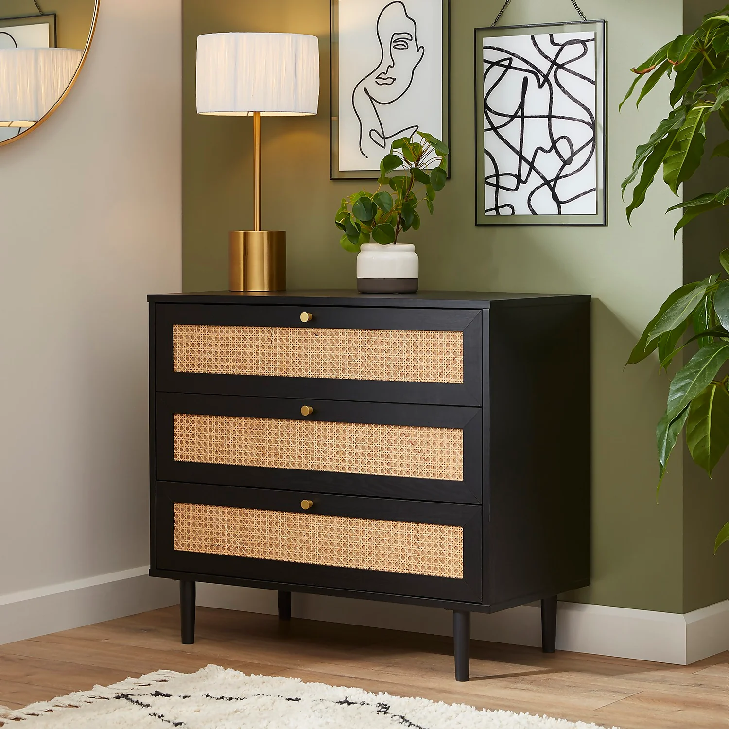 Kubu Rattan 3 Drawer Chest - Black 4 Kubu Rattan 3 Drawer Chest - Black - Image 2