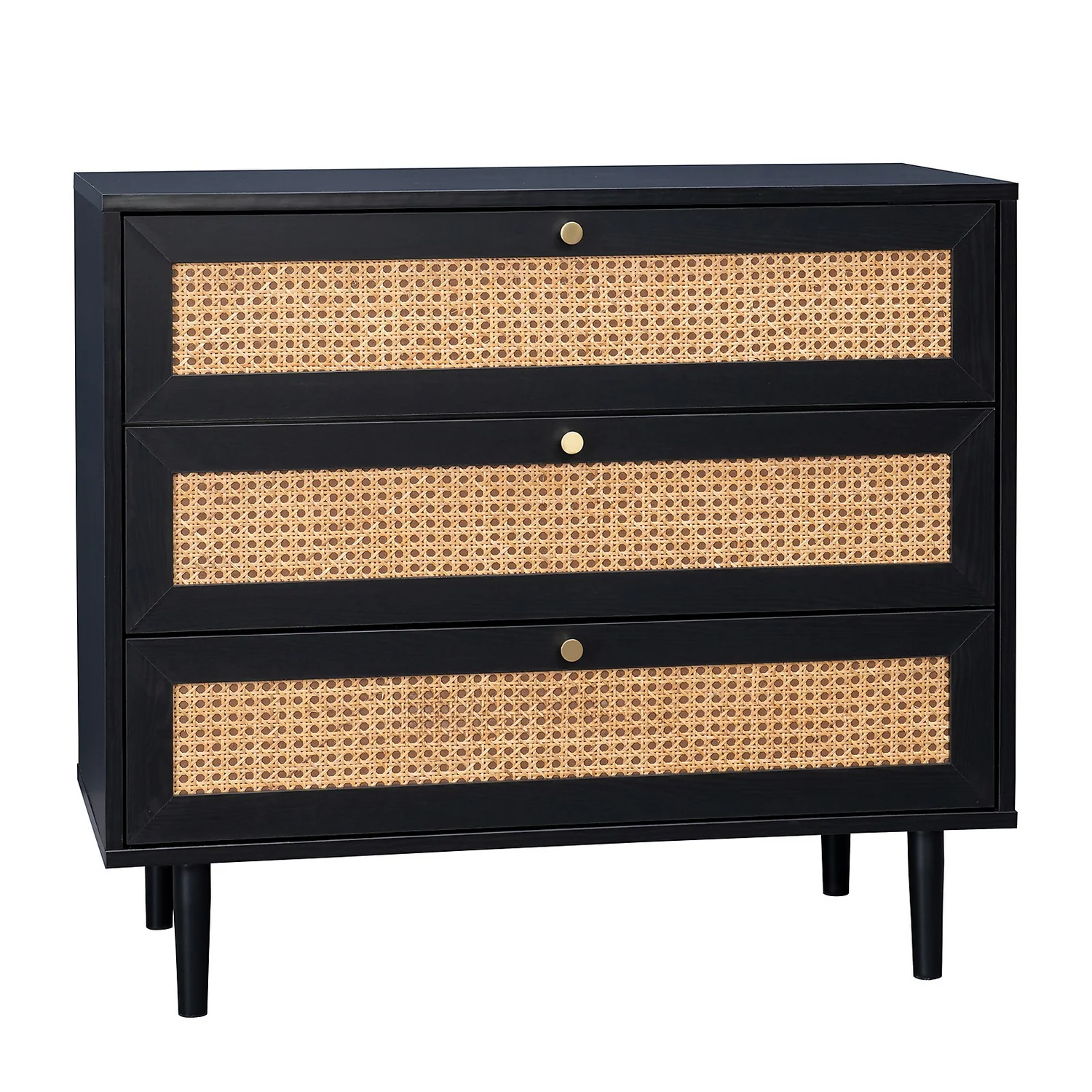 Kubu Rattan 3 Drawer Chest - Black 3 Kubu Rattan 3 Drawer Chest - Black