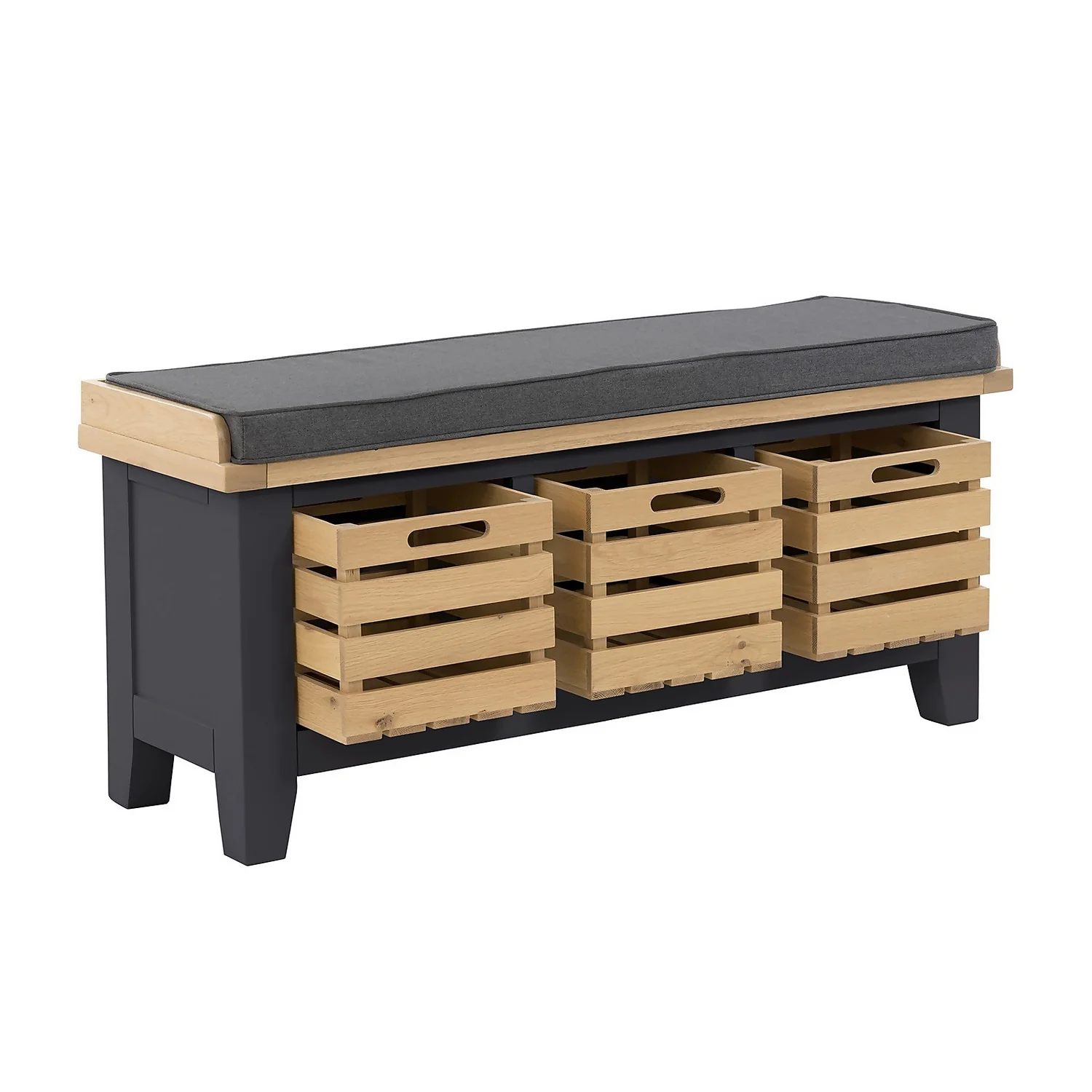 Ashstead Storage Bench - Oak & Charcoal 5 Ashstead Storage Bench - Oak & Charcoal - Image 3