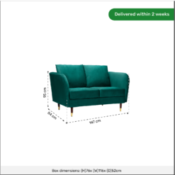 Cosmo Velvet 2 Seater Sofa In A Box - Emerald -Home Style Sales 13646012 1795007639625392