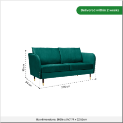 Cosmo Velvet 3 Seater Sofa In A Box - Emerald -Home Style Sales 13646014 1545007639476076