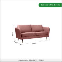 Cosmo Velvet 3 Seater Sofa In A Box - Rose Pink -Home Style Sales 13646015 1155007639618264