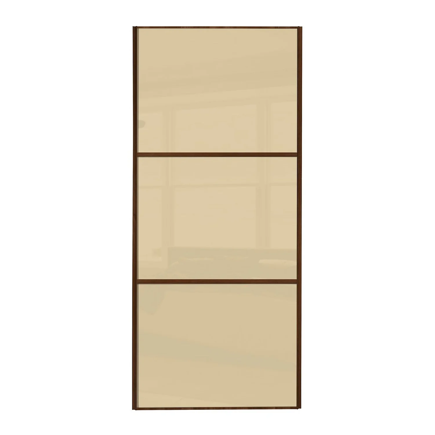 Linear Sliding Wardrobe Door 3 Panel Cream Glass With Walnut Frame (W)762mm 3 Linear Sliding Wardrobe Door 3 Panel Cream Glass With Walnut Frame (W)762mm