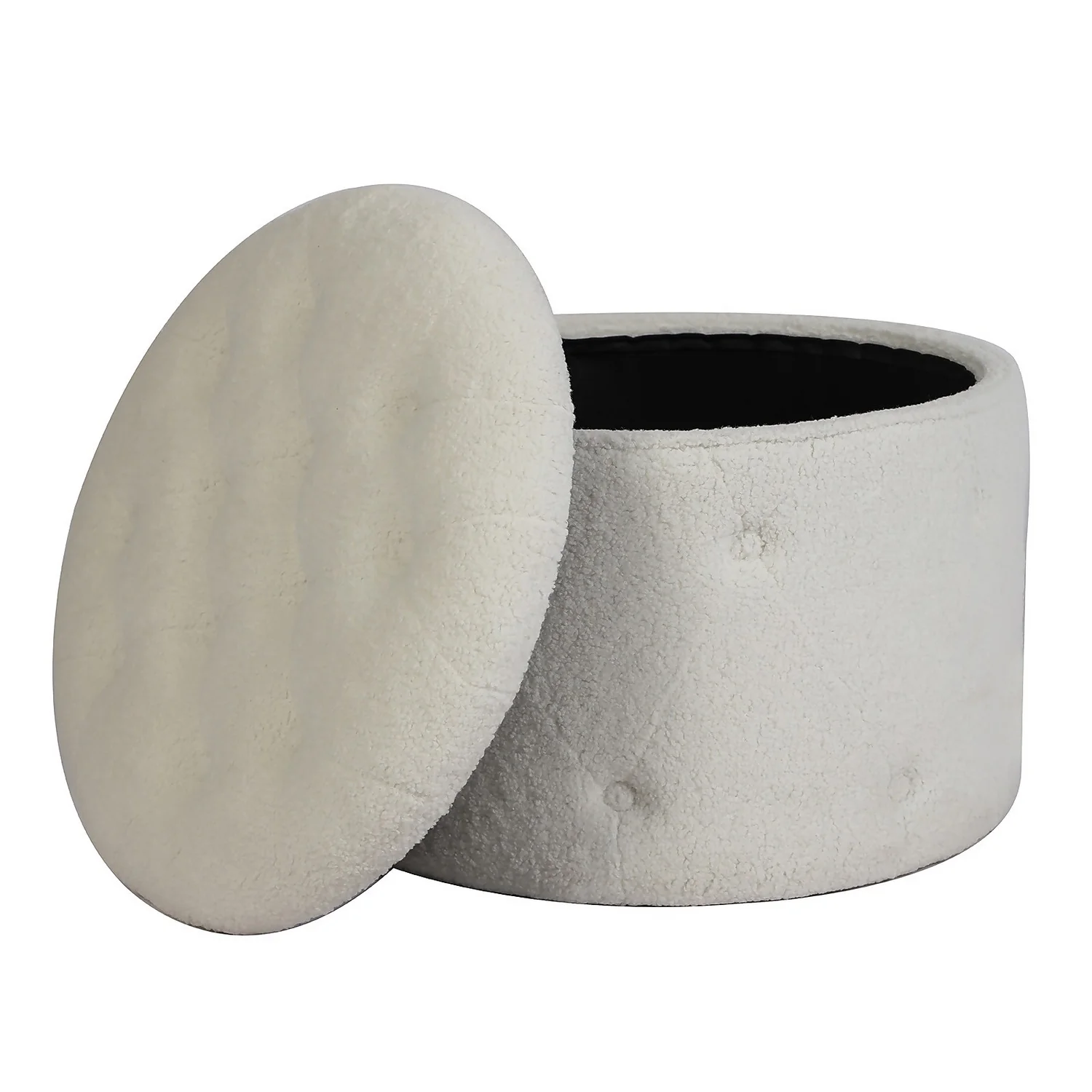 Betty Boucle Button Ottoman - Cream 5 Betty Boucle Button Ottoman - Cream - Image 3