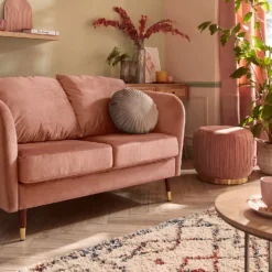 Gill Pleated Velvet Ottoman - Rose -Home Style Sales 13667714 2014982477681379