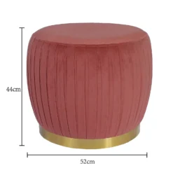Gill Pleated Velvet Ottoman - Rose -Home Style Sales 13667714 2044964295661242