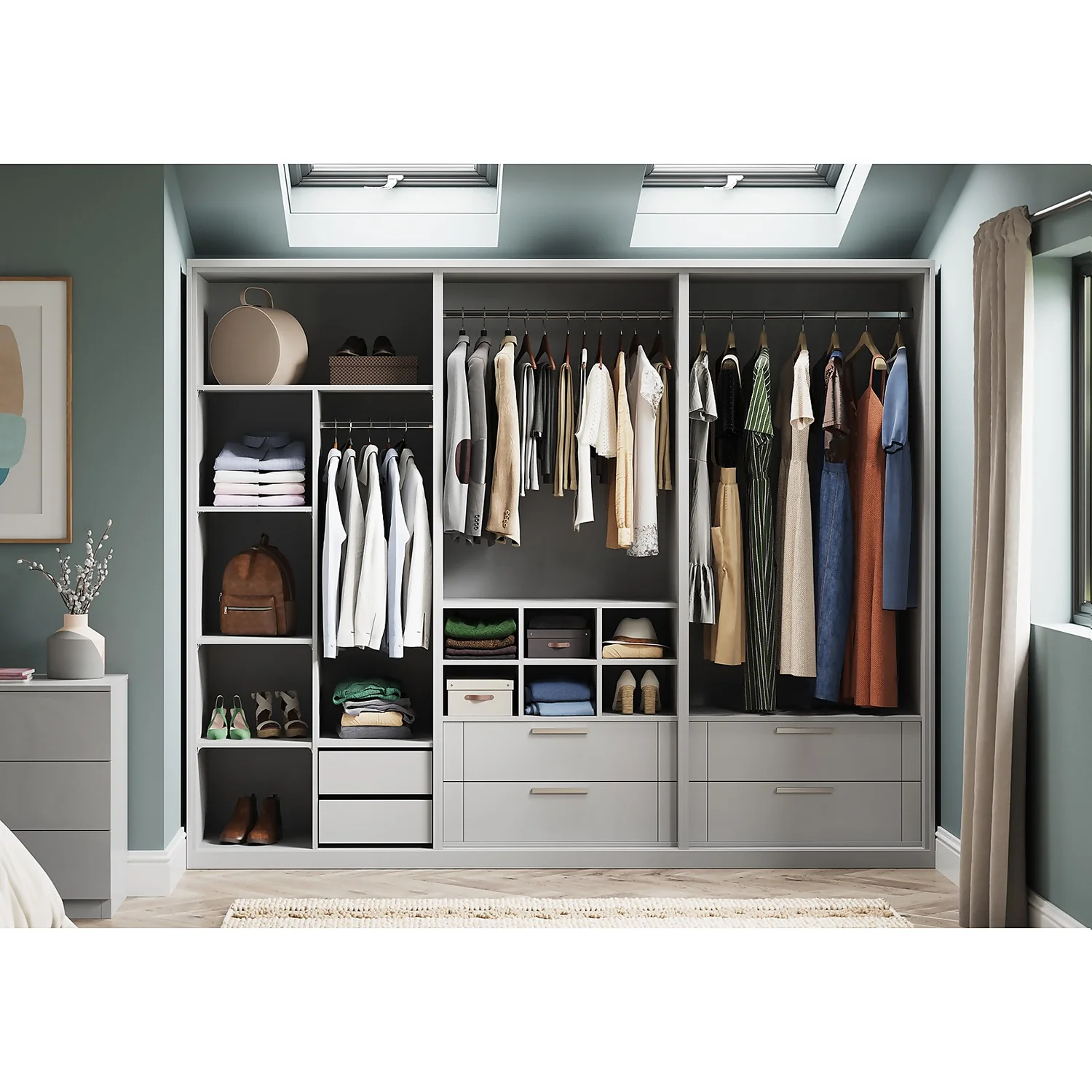 House Beautiful Internal Storage For Double Wardrobe, Dividing Panel, Shelves And Hanging Rail - Grey 5 House Beautiful Internal Storage For Double Wardrobe, Dividing Panel, Shelves And Hanging Rail - Grey - Image 3