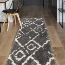 Deluxe Berber Shaggy Runner - Charcoal & White - 180x67cm -Home Style Sales 13888026 1704988130954258