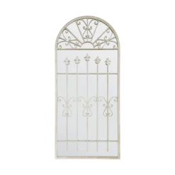 MirrorOutlet Somerley Gate Gothic Arch Stone Coloured Large Metal Garden Mirror - 140x65cm -Home Style Sales 13950565 6894987139231697