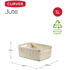 Curver Jute Small Recycled Storage Basket - 5L White -Home Style Sales 13965909 1364995188282910