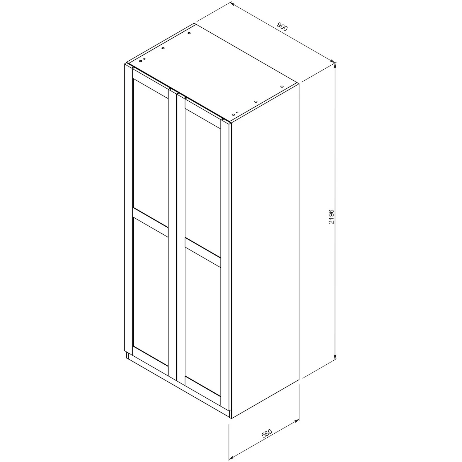 House Beautiful Realm Double Wardrobe, Oak Effect Carcass - Carbon Grey Shaker Doors (W) 900mm X (H) 2196mm 7 House Beautiful Realm Double Wardrobe, Oak Effect Carcass - Carbon Grey Shaker Doors (W) 900mm X (H) 2196mm - Image 5