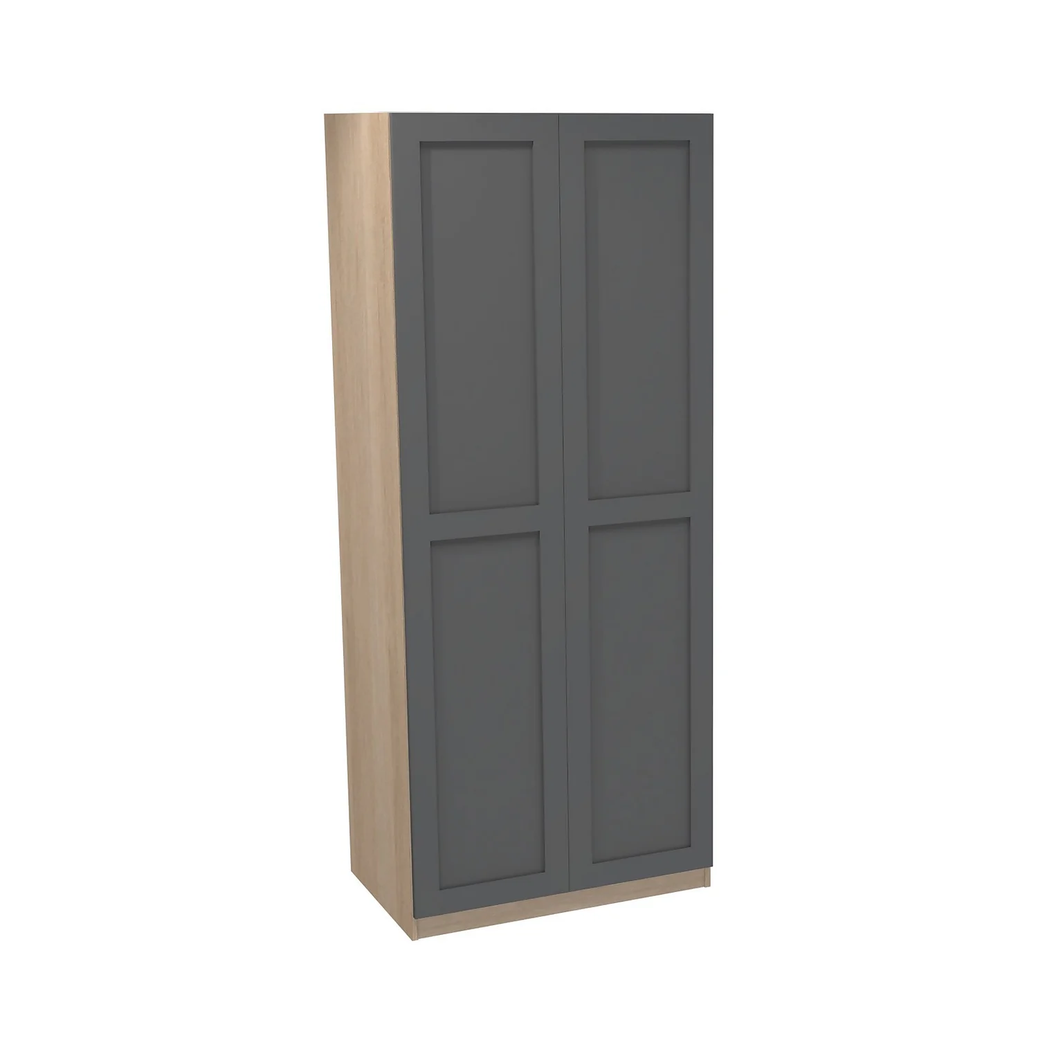 House Beautiful Realm Double Wardrobe, Oak Effect Carcass - Carbon Grey Shaker Doors (W) 900mm X (H) 2196mm 3 House Beautiful Realm Double Wardrobe, Oak Effect Carcass - Carbon Grey Shaker Doors (W) 900mm X (H) 2196mm