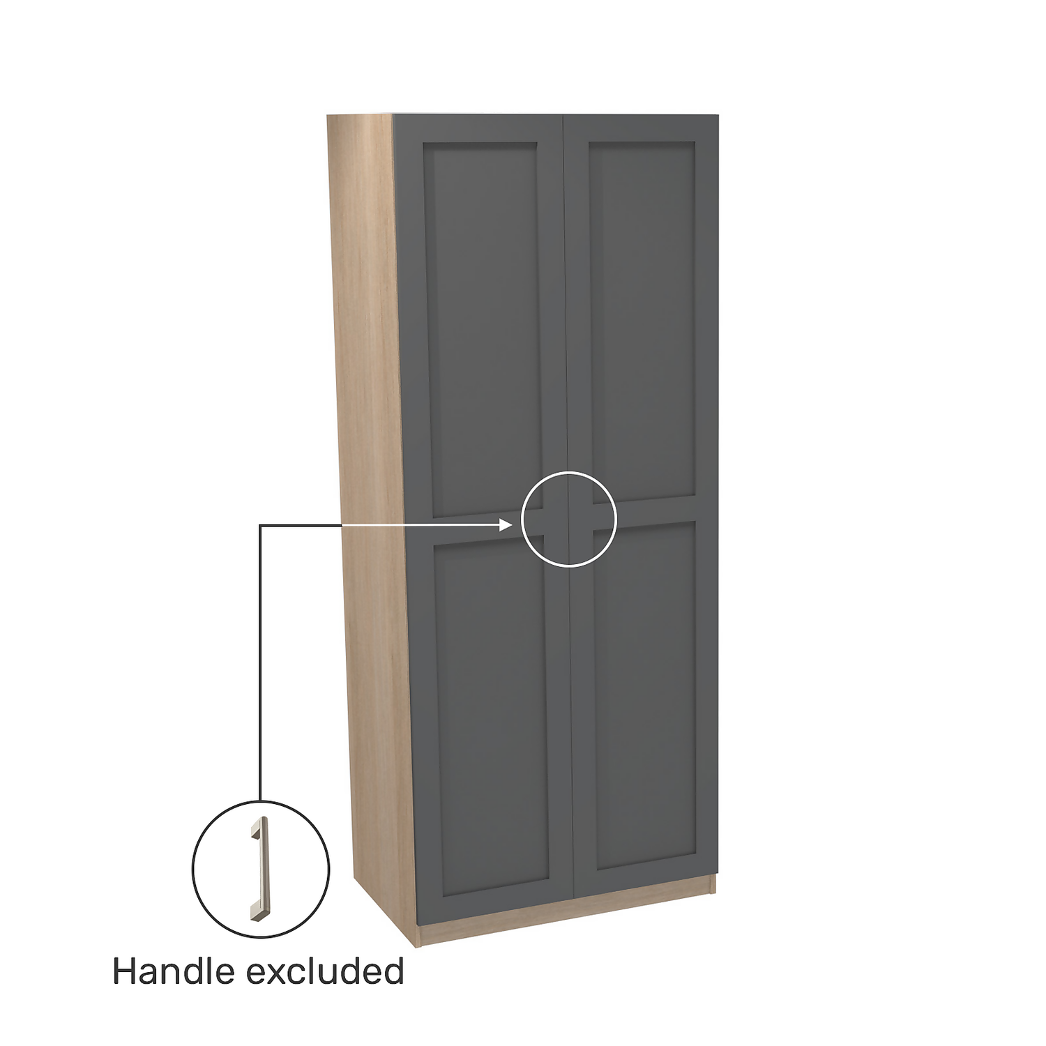 House Beautiful Realm Double Wardrobe, Oak Effect Carcass - Carbon Grey Shaker Doors (W) 900mm X (H) 2196mm 5 House Beautiful Realm Double Wardrobe, Oak Effect Carcass - Carbon Grey Shaker Doors (W) 900mm X (H) 2196mm - Image 3