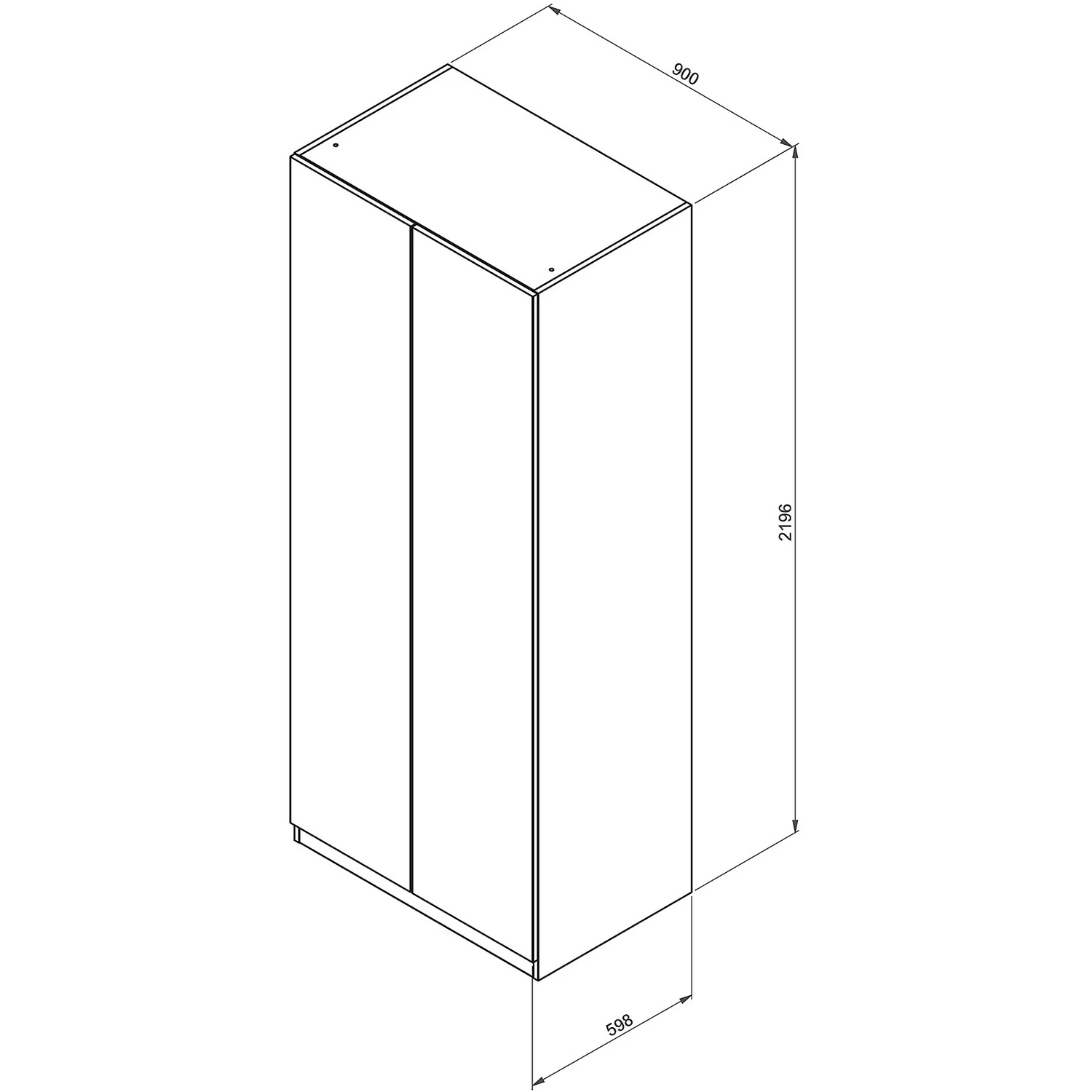 House Beautiful Escape Double Wardrobe, Oak Effect Carcass - Gloss White Handleless Door (W) 900mm X (H) 2196mm 6 House Beautiful Escape Double Wardrobe, Oak Effect Carcass - Gloss White Handleless Door (W) 900mm X (H) 2196mm - Image 4