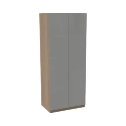 House Beautiful Honest Double Wardrobe, Oak Effect Carcass - Gloss Grey Slab Door (W) 900mm X (H) 2196mm
