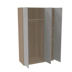 House Beautiful Honest Triple Wardrobe, Oak Effect Carcass - Gloss Grey Slab Doors (W) 1350mm X (H) 2196mm -Home Style Sales 13999735 1855005572904131